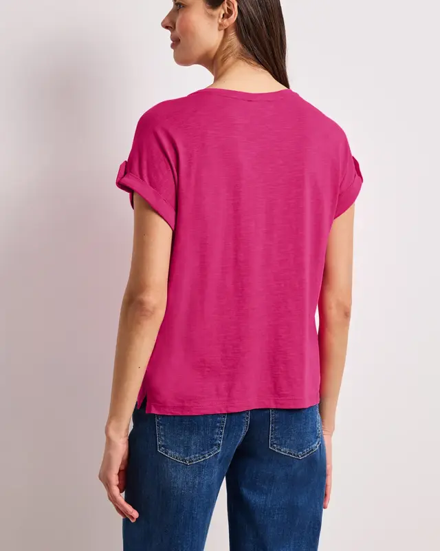 Street One Shirt met Knoopdetail - Magenta Dream