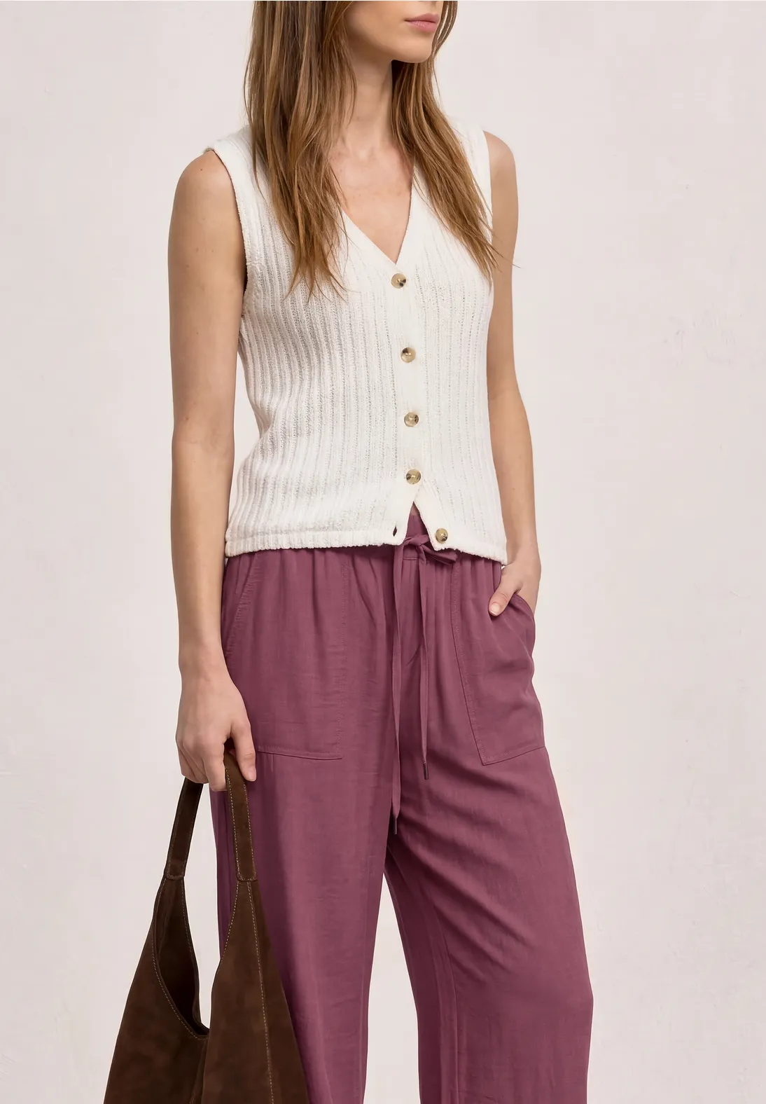 Street One Wide Leg Pants Emee - Dark Clouded Blush