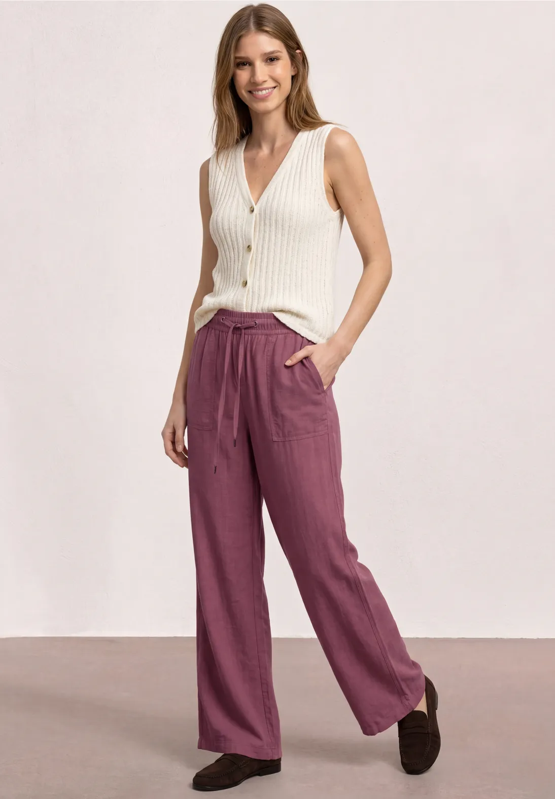 Street One Wide Leg Broek Emee - Dark Clouded Blush