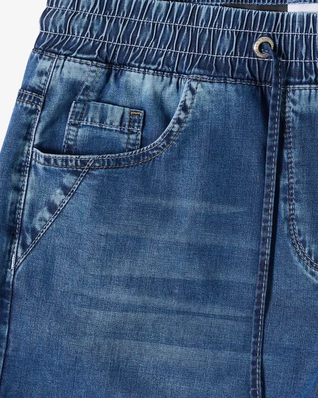 Cecil Wide Leg Pants - Mid Blue Used Wash