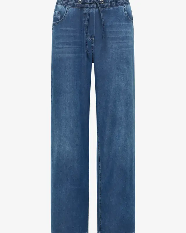 Cecil Wide Leg Hose - Mid Blue Used Wash