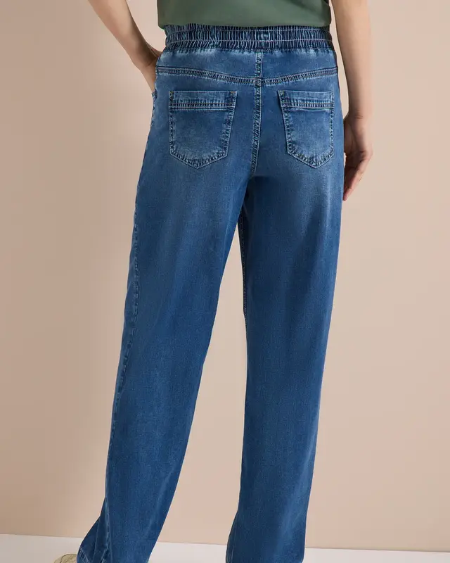 Cecil Wide Leg Broek Neele - Mid Blue Used Wash