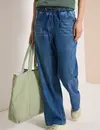 Cecil Wide Leg Hose - Mid Blue Used Wash