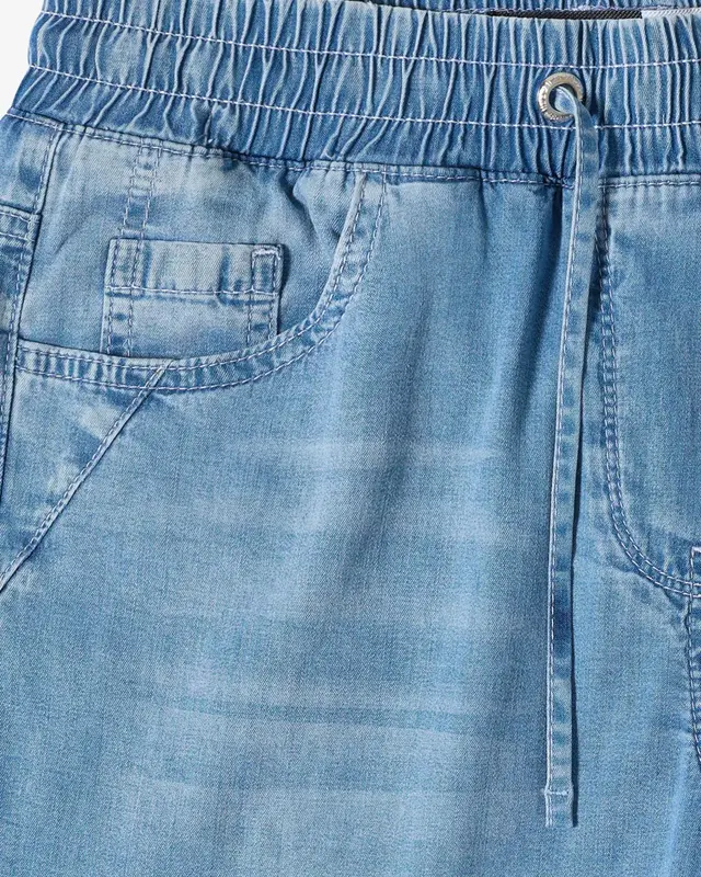 Cecil Wide Leg Hose - Light Blue Used Wash