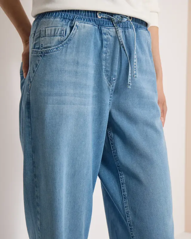 Cecil Wide Leg Hose - Light Blue Used Wash