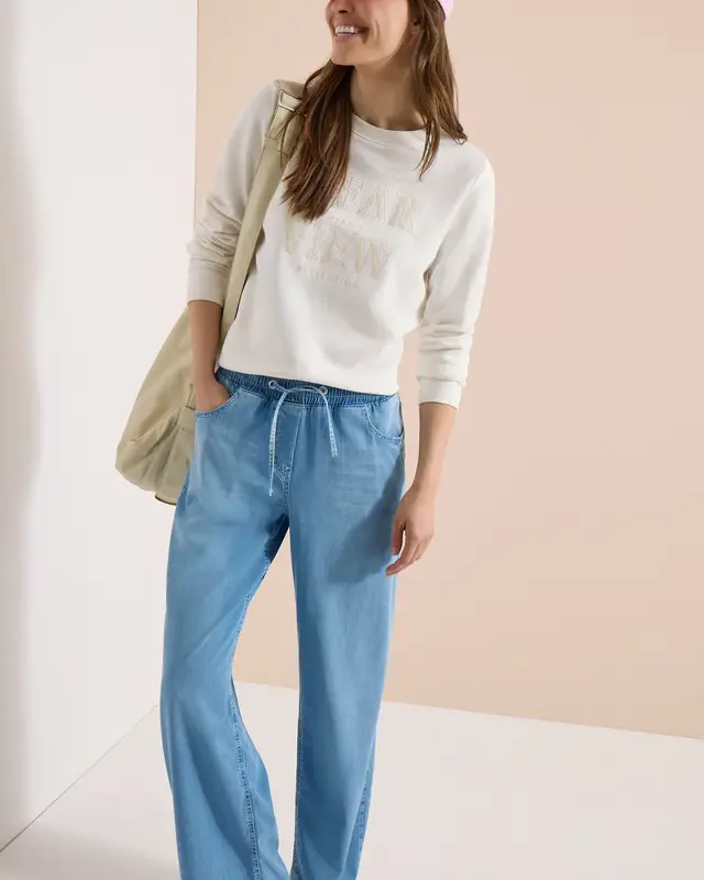 Cecil Wide Leg Broek Neele - Light Blue Used Wash