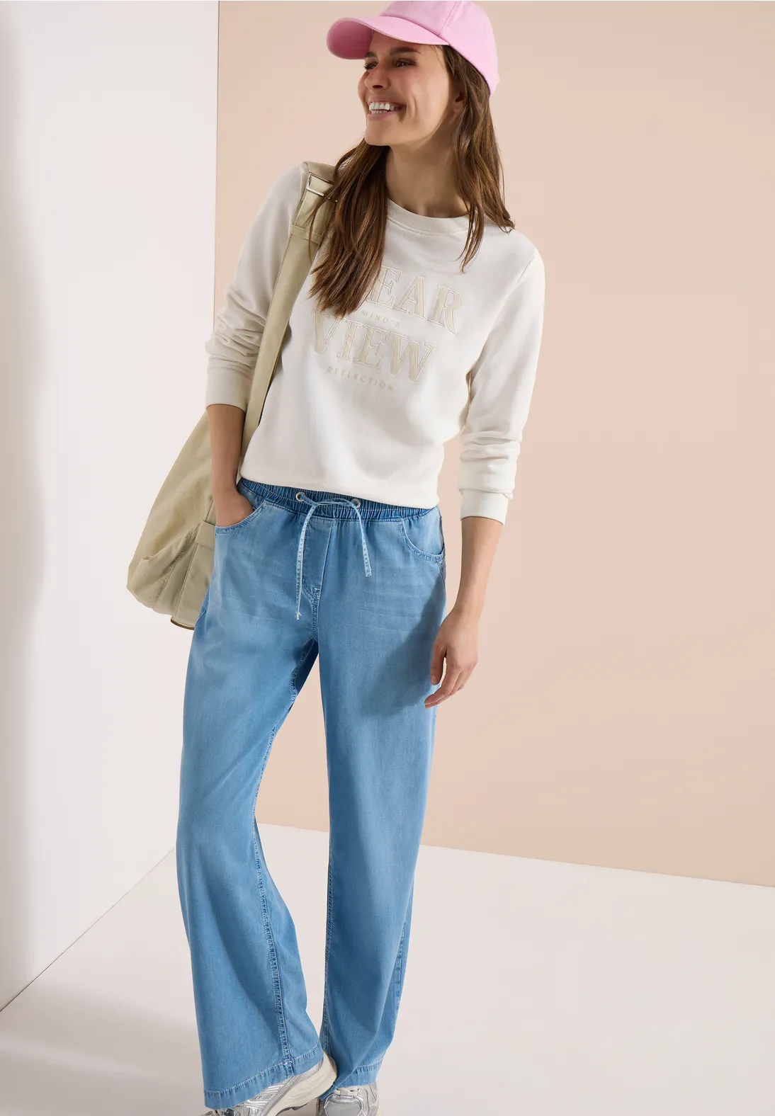 Cecil Wide Leg Pants - Light Blue Used Wash