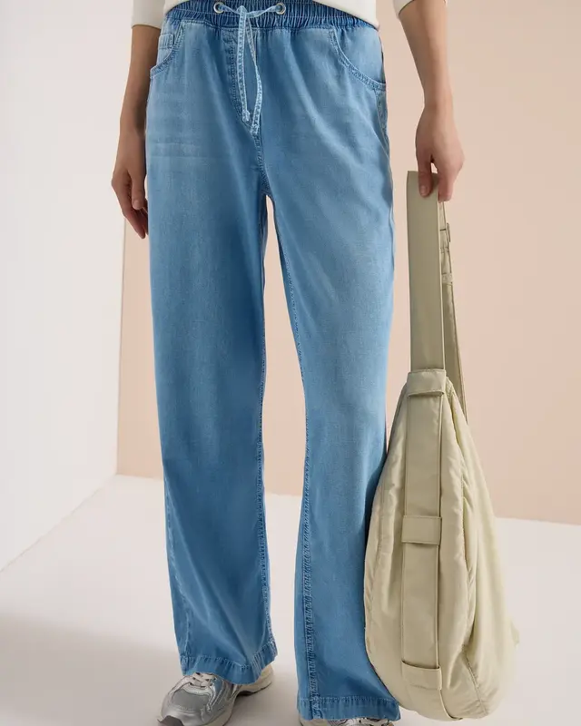 Cecil Wide Leg Broek Neele - Light Blue Used Wash