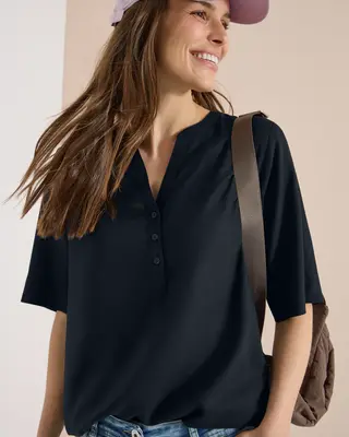 Cecil Blouse Korte Mouw - Universal Blue