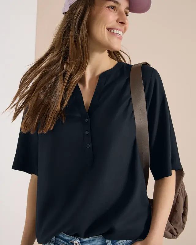 Cecil Kurzarm Bluse - Universal Blue