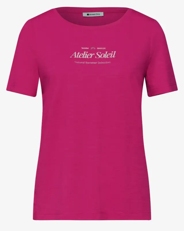 Street One Shirt mit Wording - Magenta Dream