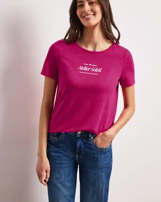 Street One Shirt mit Wording - Magenta Dream