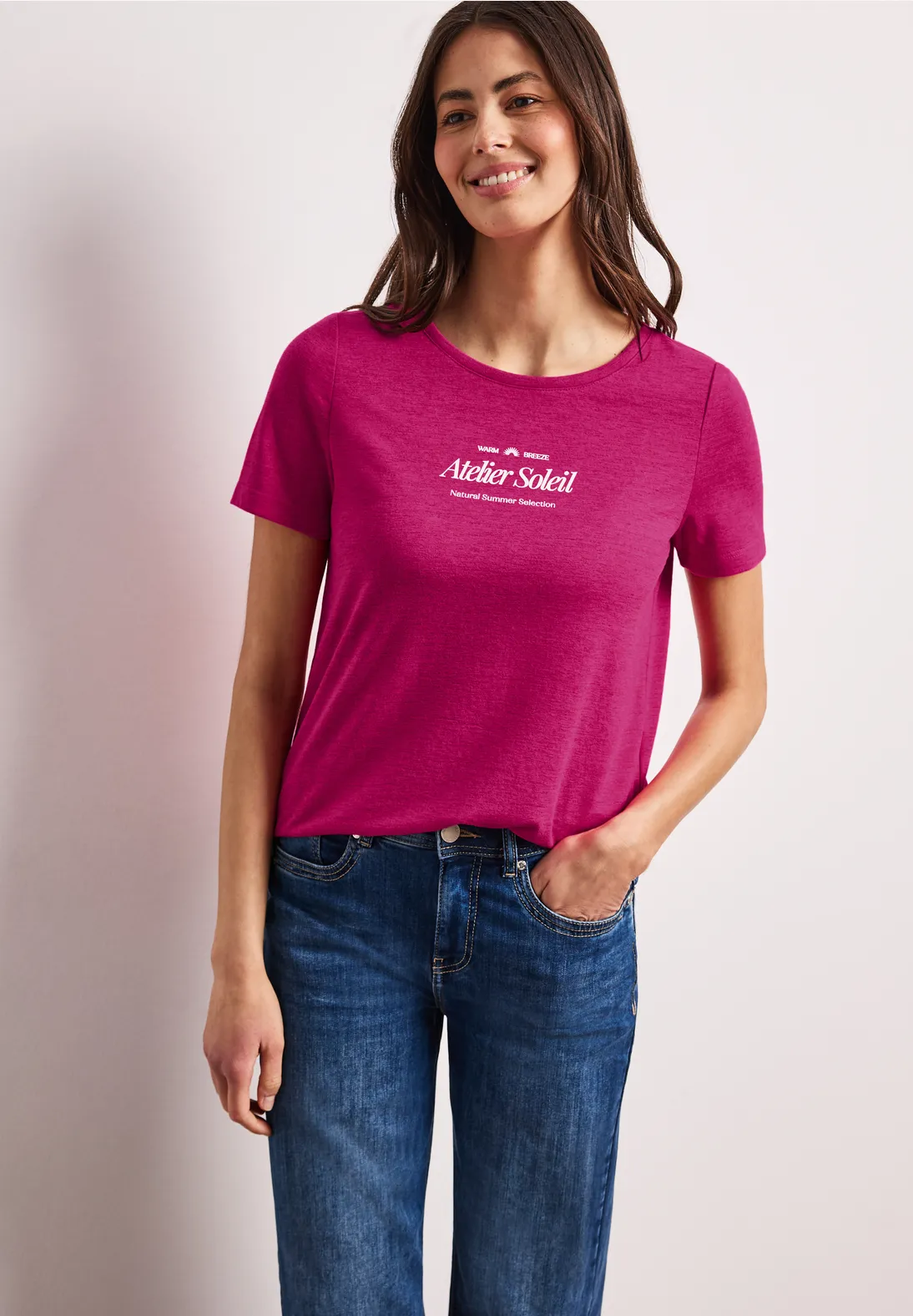 Street One Shirt met Tekst - Magenta Dream