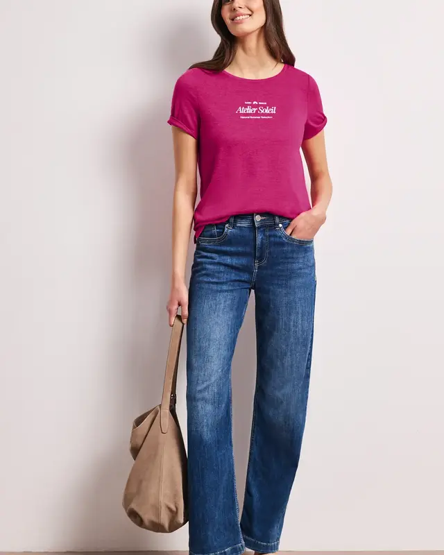 Street One Shirt with Text - Magenta Dream