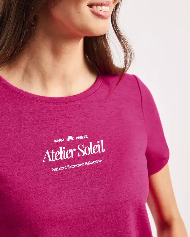 Street One Shirt with Text - Magenta Dream