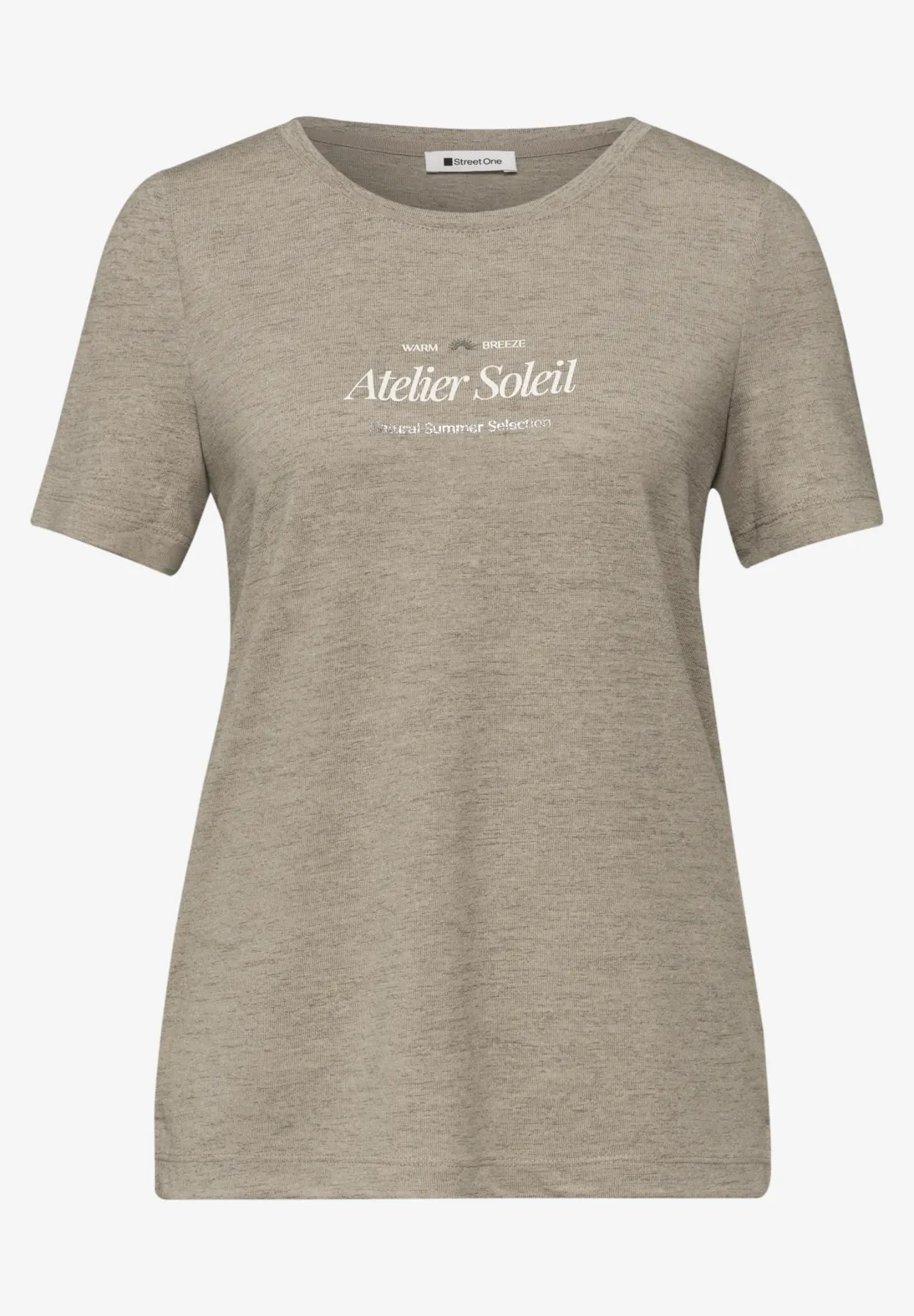 Street One T-Shirt Donna Con Scritte Bouclé - Maglia Morbida Con Spalle Dropped, Girocollo, Vestibilità Comoda