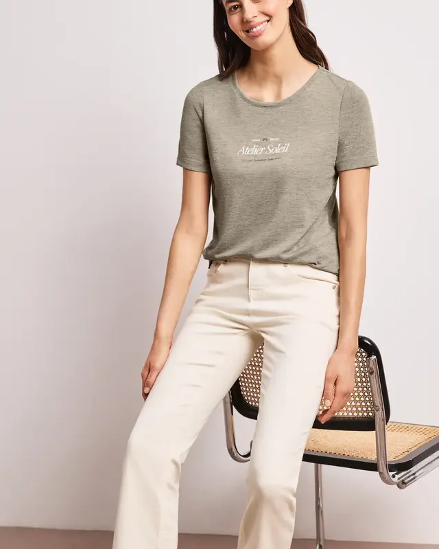 Street One Shirt met Tekst - Timeless Beige