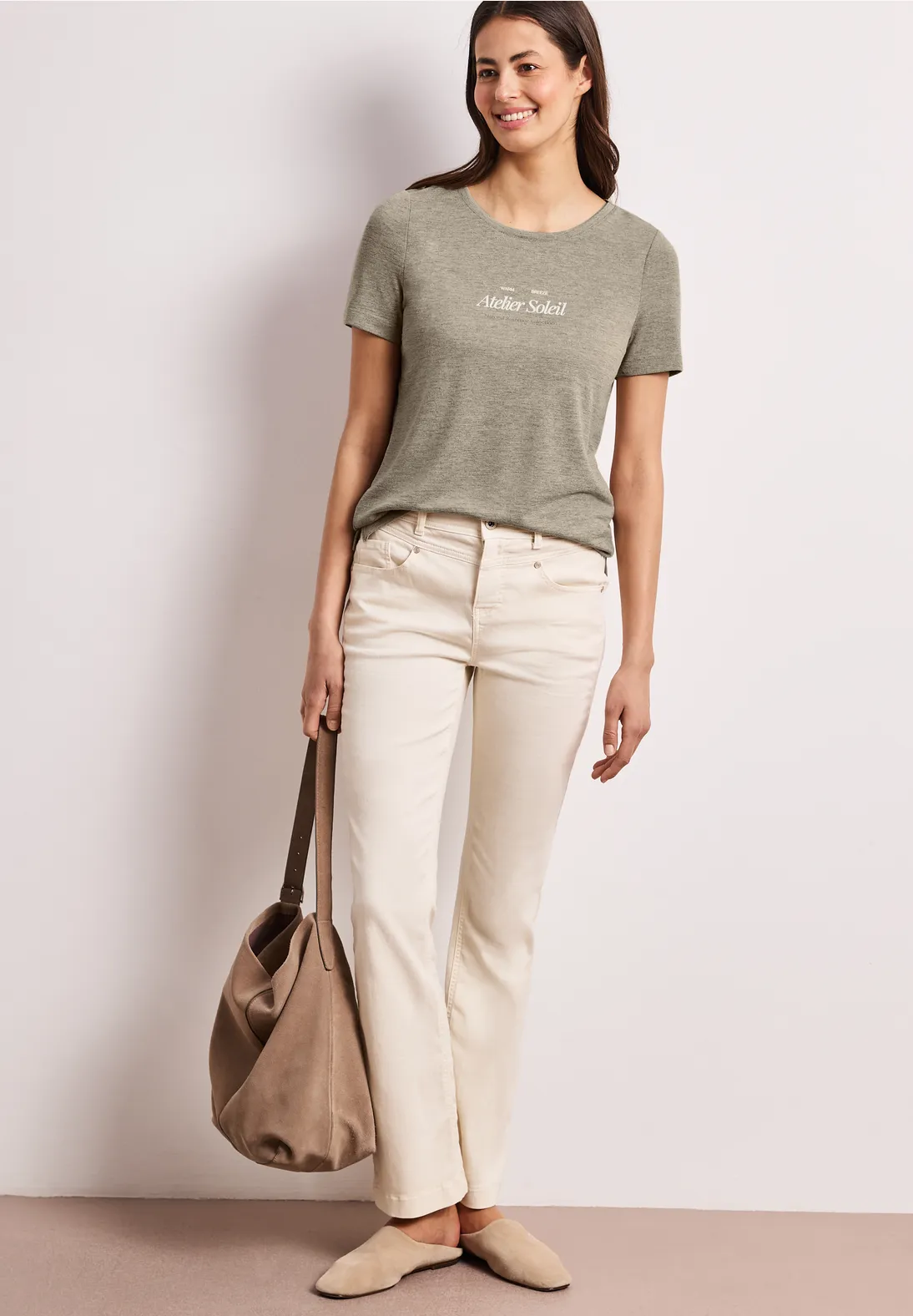 Street One Shirt met Tekst - Timeless Beige