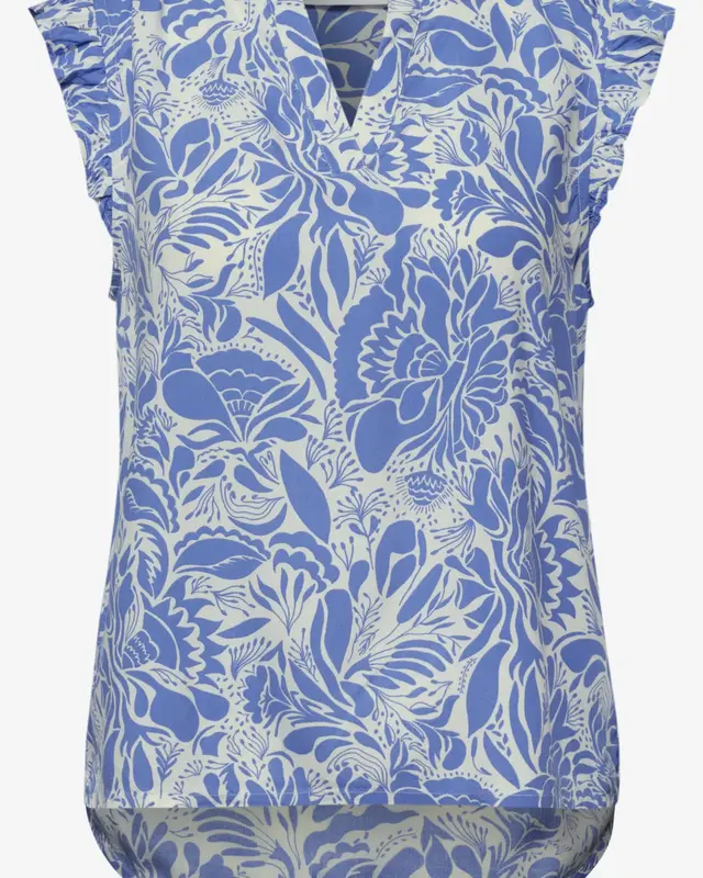 Street One Studio Blousetop with Ruffles - Eventide Blue