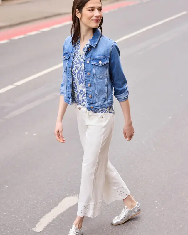 Street One Studio Blousetop with Ruffles - Eventide Blue