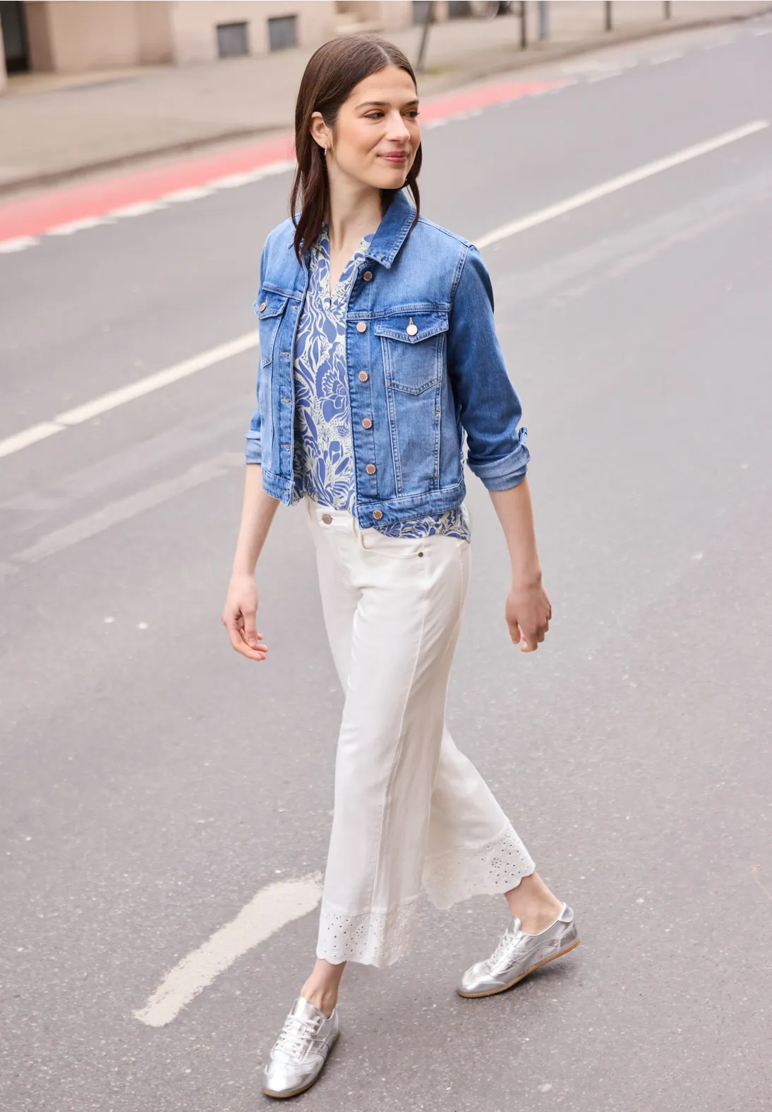 Street One Studio Blusentop mit Volants - Eventide Blue