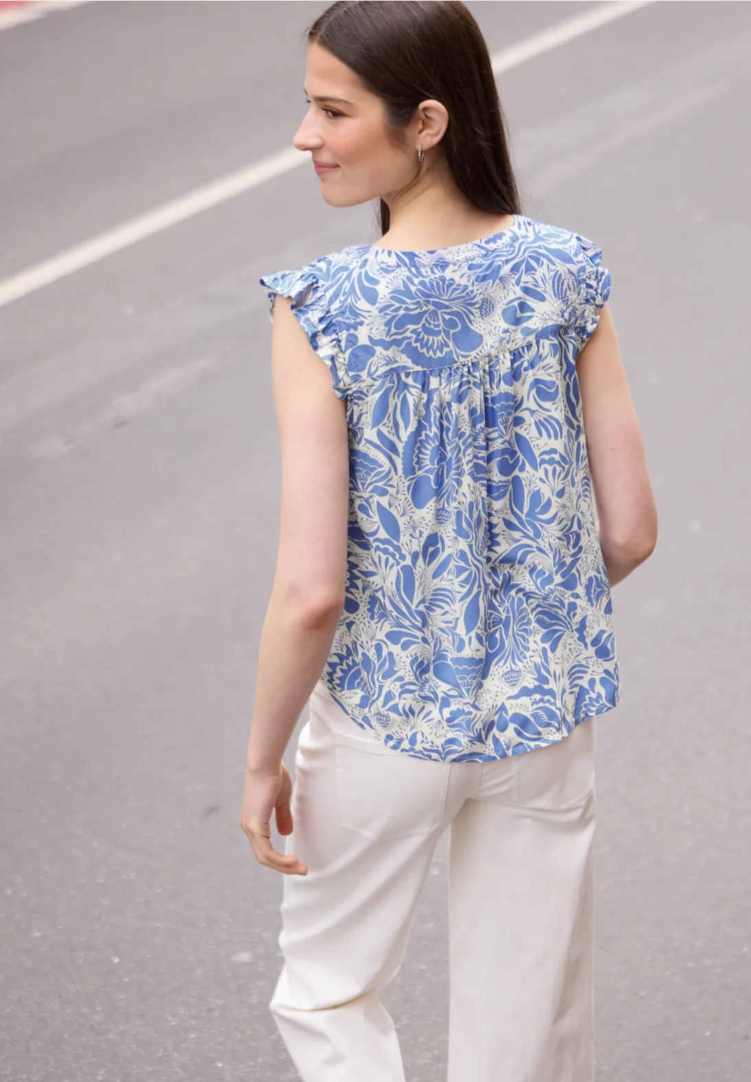 Street One Studio Blousetop met Volants - Eventide Blue