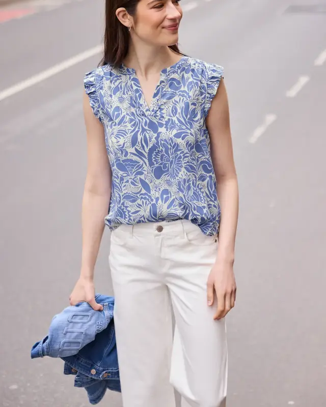 Street One Studio Blusentop mit Volants - Eventide Blue