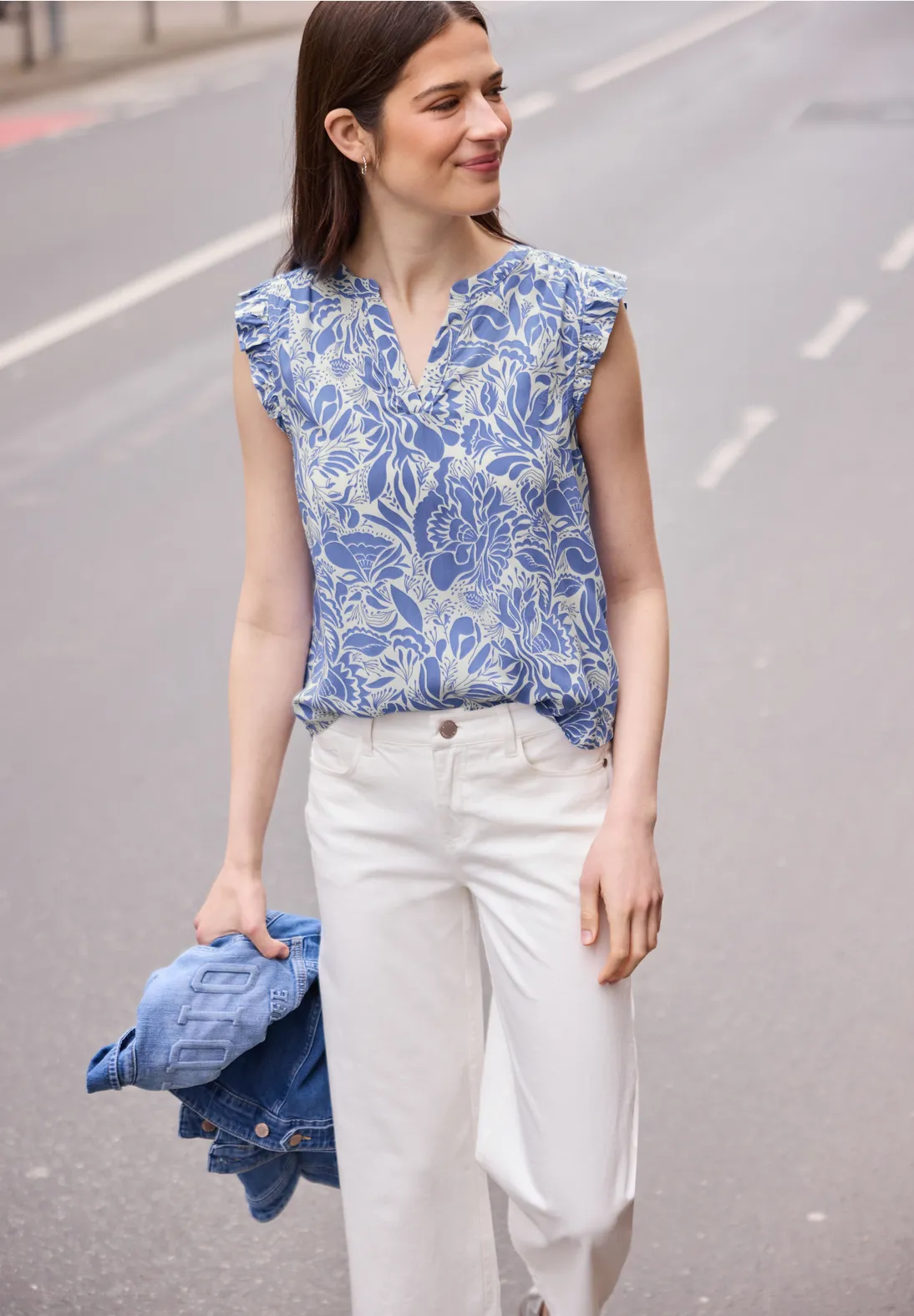 Street One Studio Blousetop met Volants - Eventide Blue