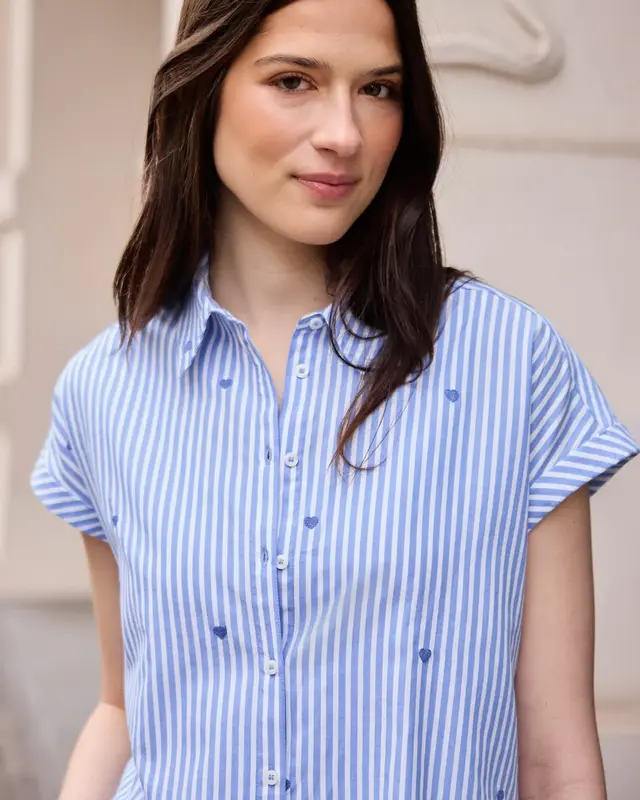 Street One Studio Blouse with Embroidery - Eventide Blue