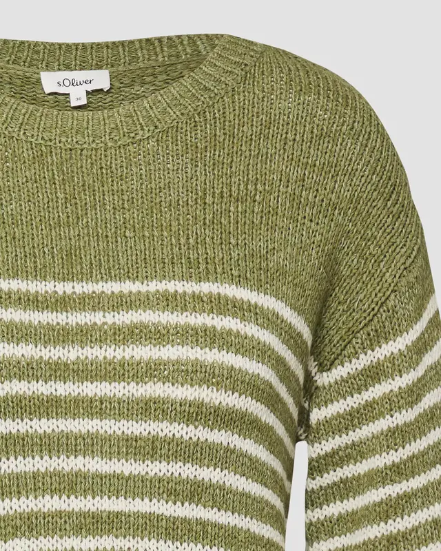 S. Oliver Streifen Pullover - Olive Green