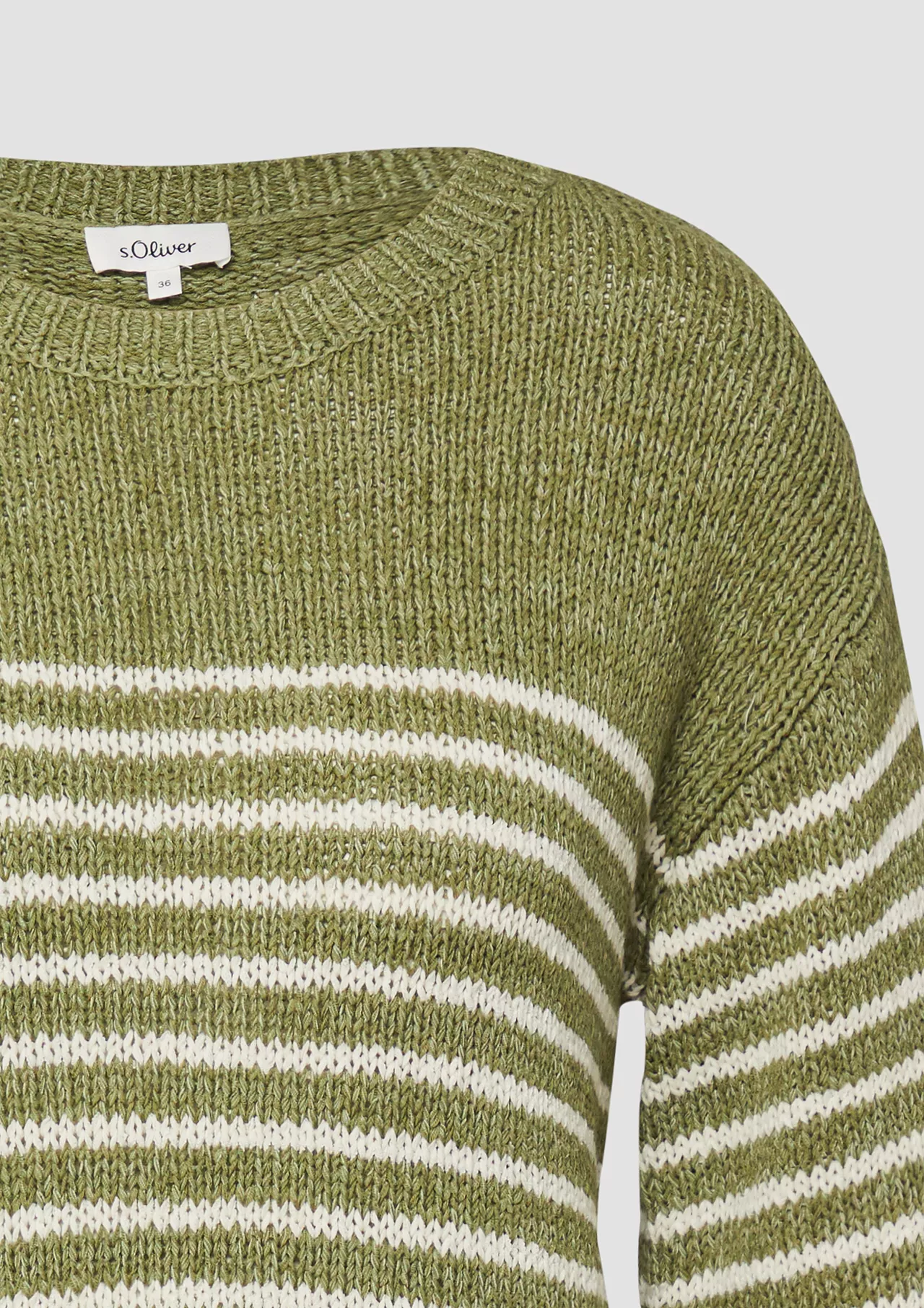 S. Oliver Streifen Pullover - Olive Green