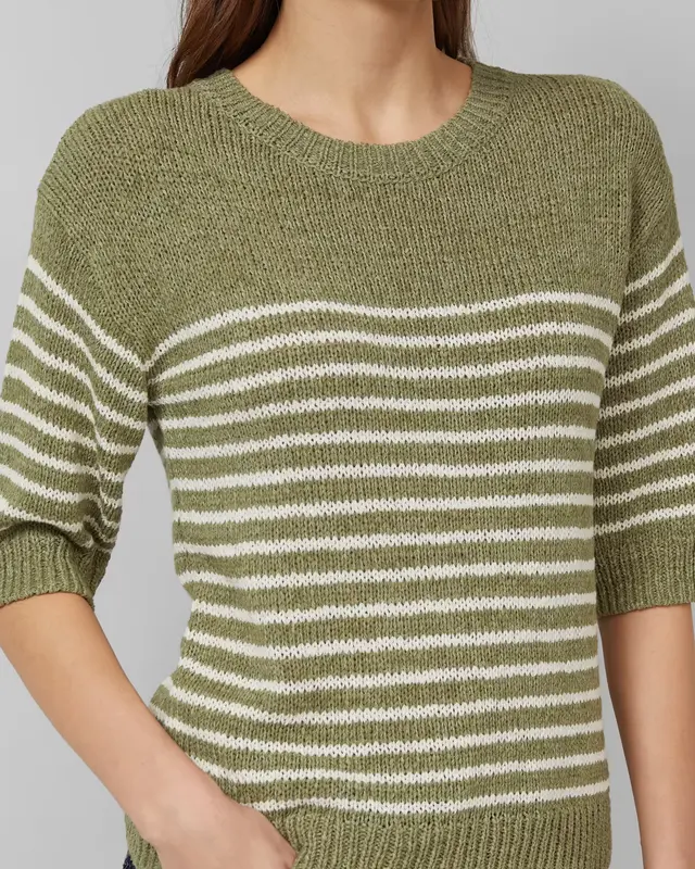 S. Oliver Streifen Pullover - Olive Green