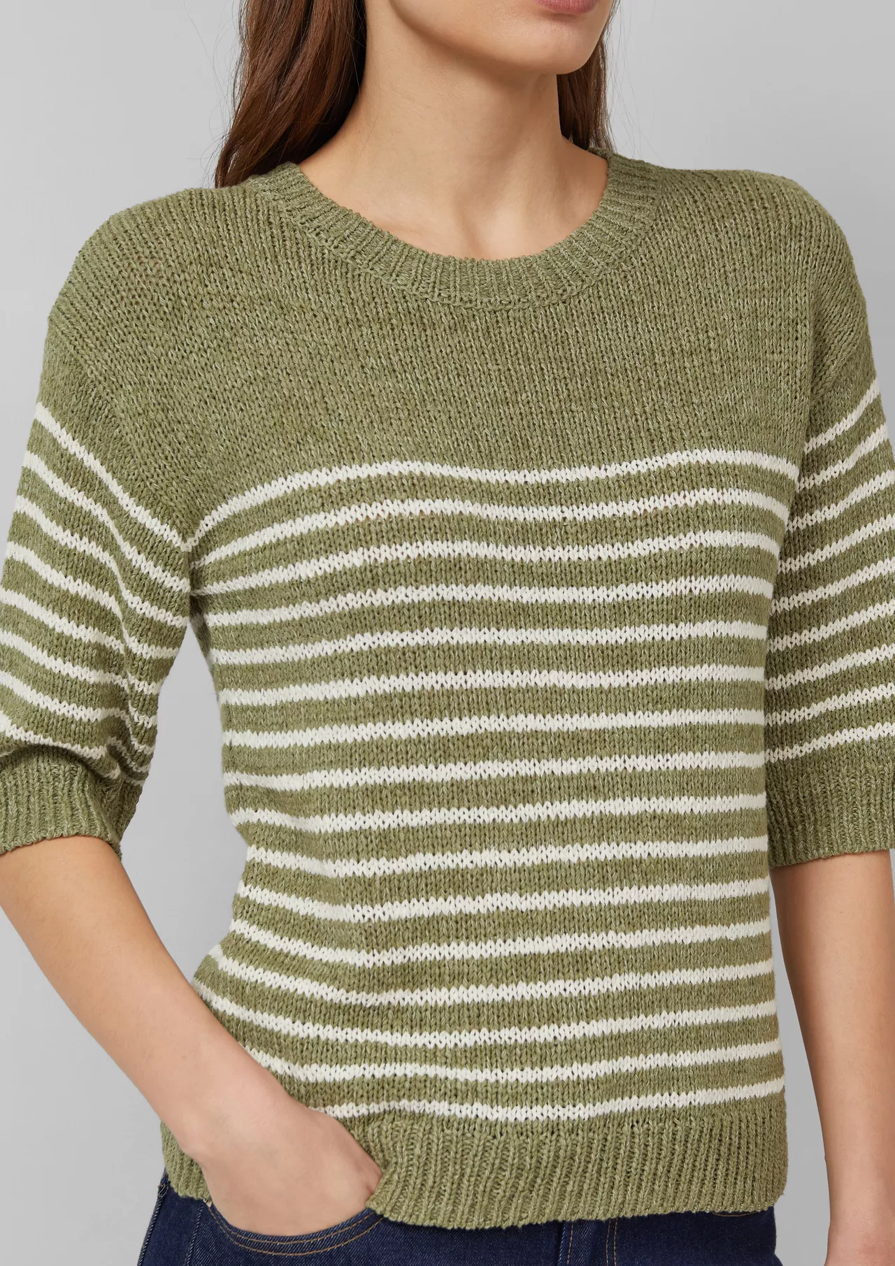 S. Oliver Streifen Pullover - Olive Green