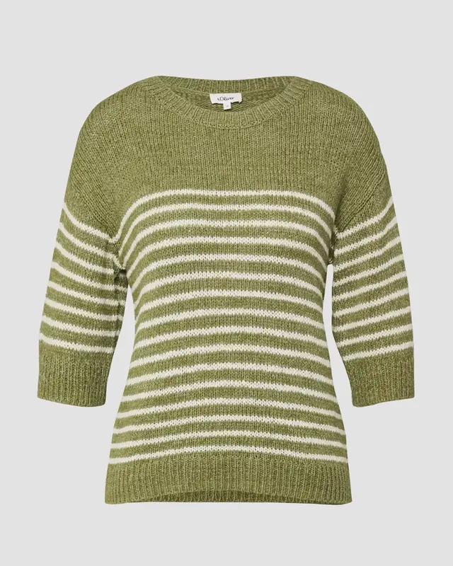 S. Oliver Streifen Pullover - Olive Green