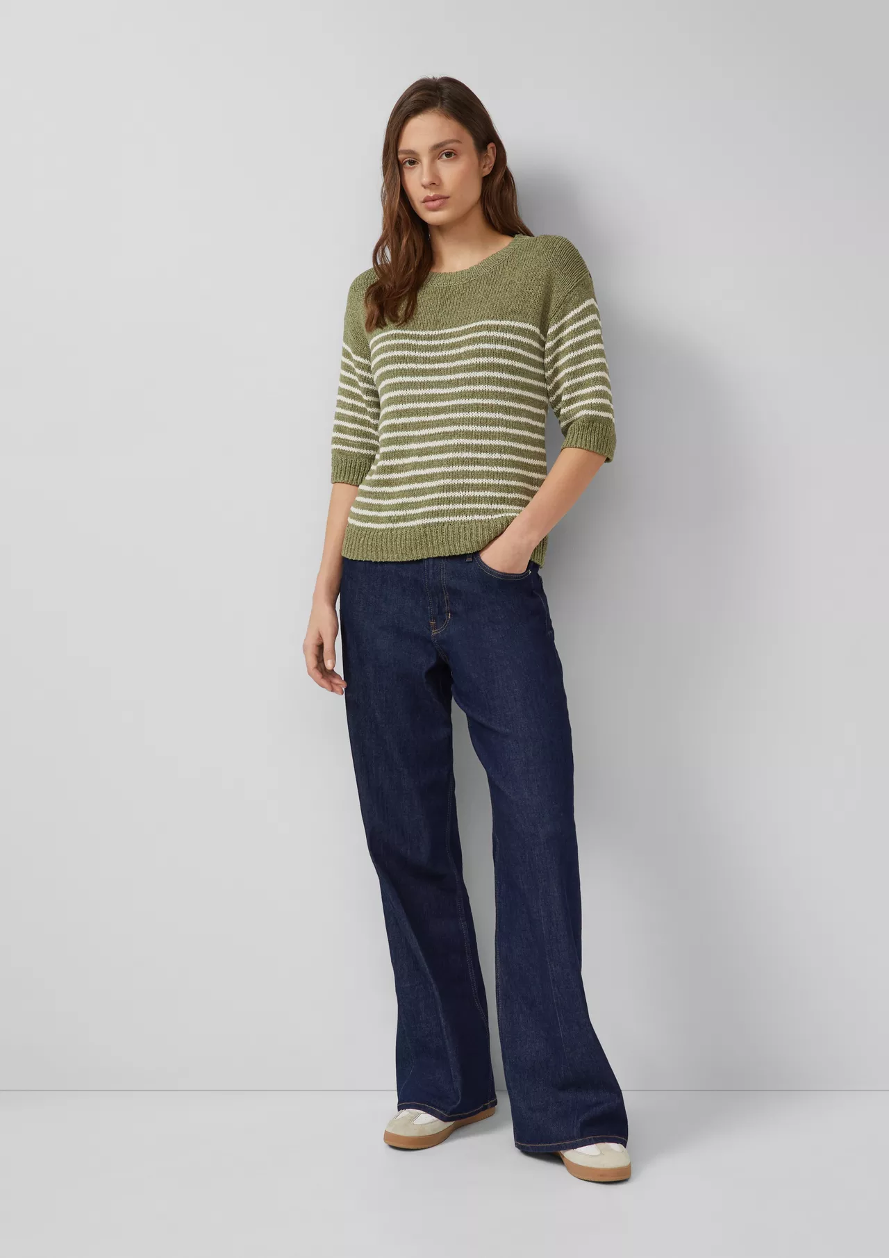 S. Oliver Gestreepte Trui - Olive Green