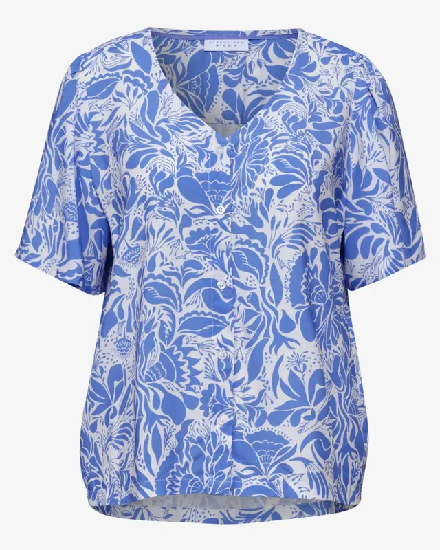 Street One Studio Bluse Blumenprint - Eventide Blue