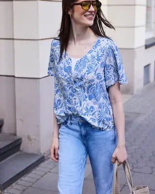 Street One Studio Bluse Blumenprint - Eventide Blue