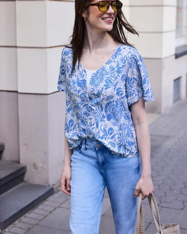 Street One Studio Blouse Floral Print - Eventide Blue