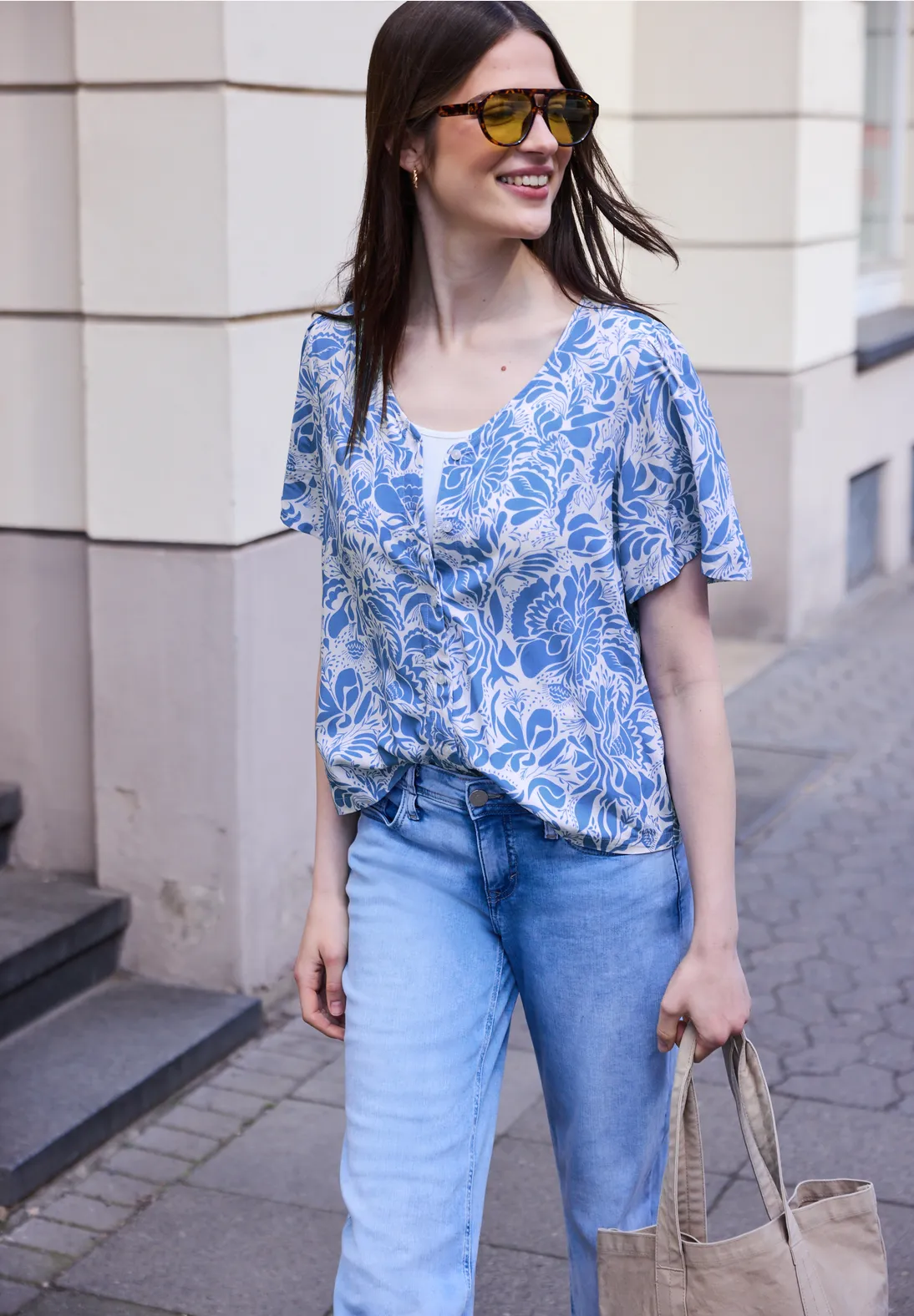 Street One Studio Blouse Floral Print - Eventide Blue