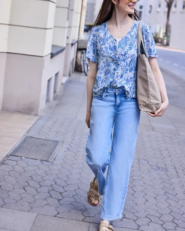 Street One Studio Blouse Bloemenprint - Eventide Blue