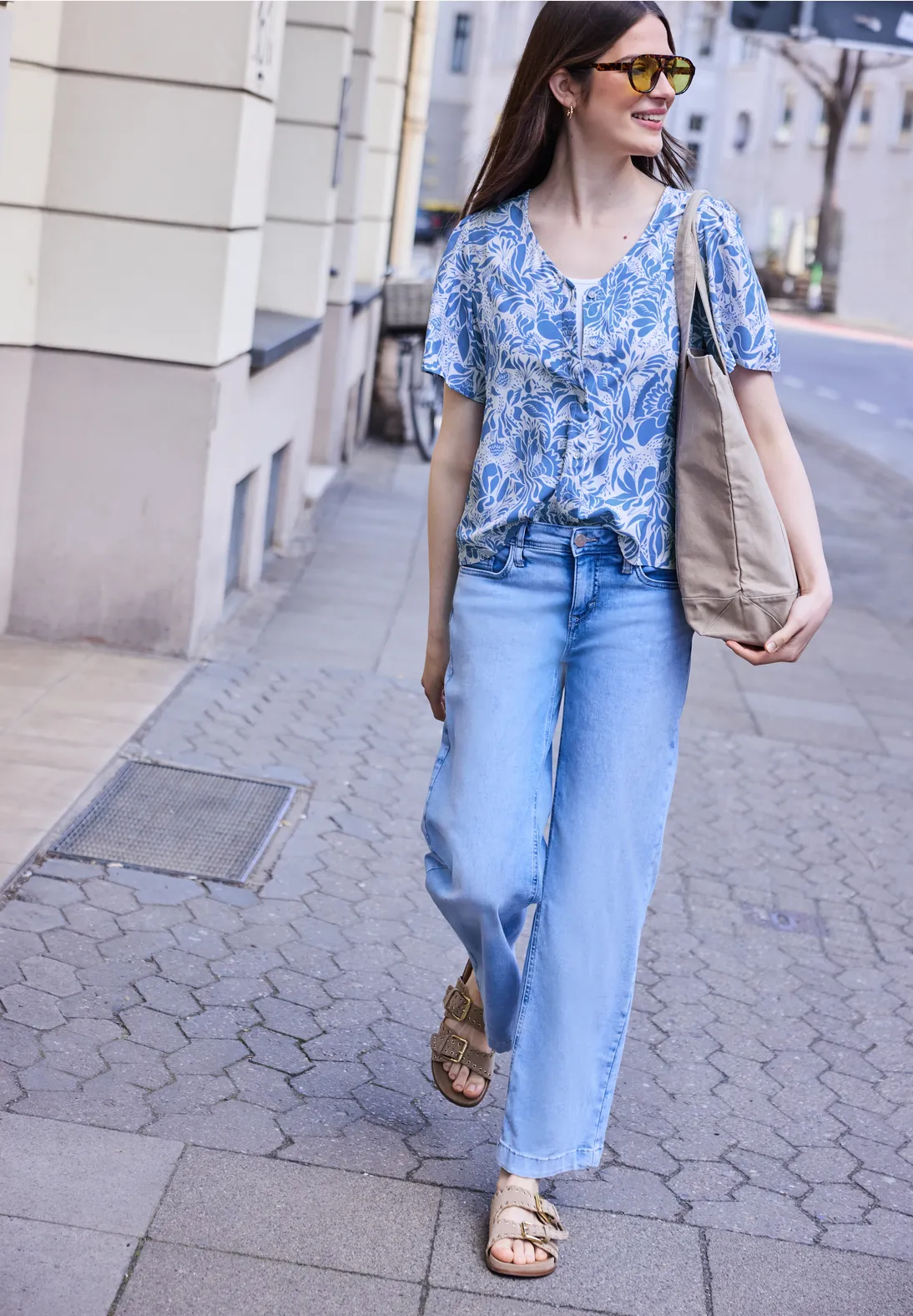 Street One Studio Blouse Bloemenprint - Eventide Blue