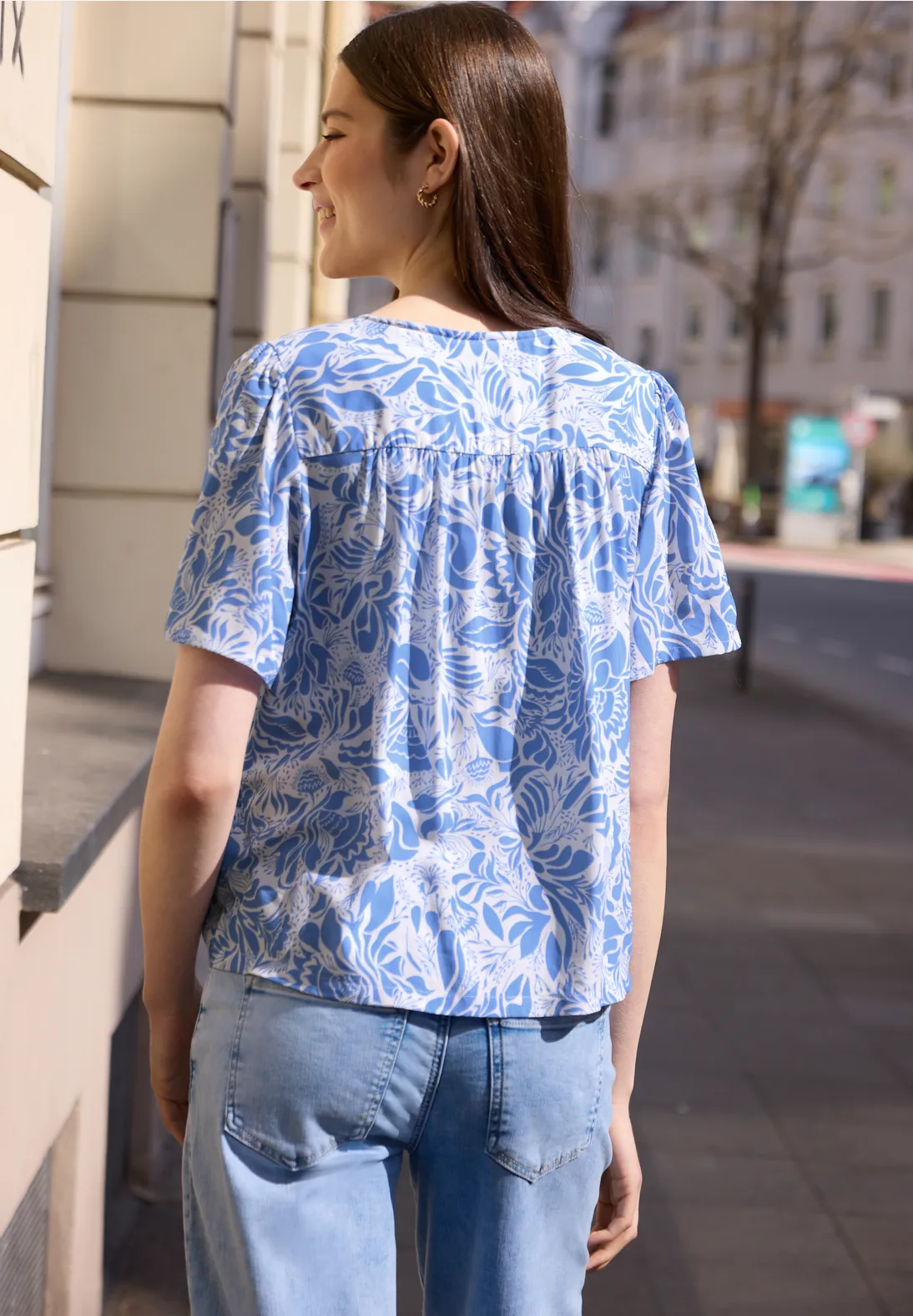 Street One Studio Bluse Blumenprint - Eventide Blue