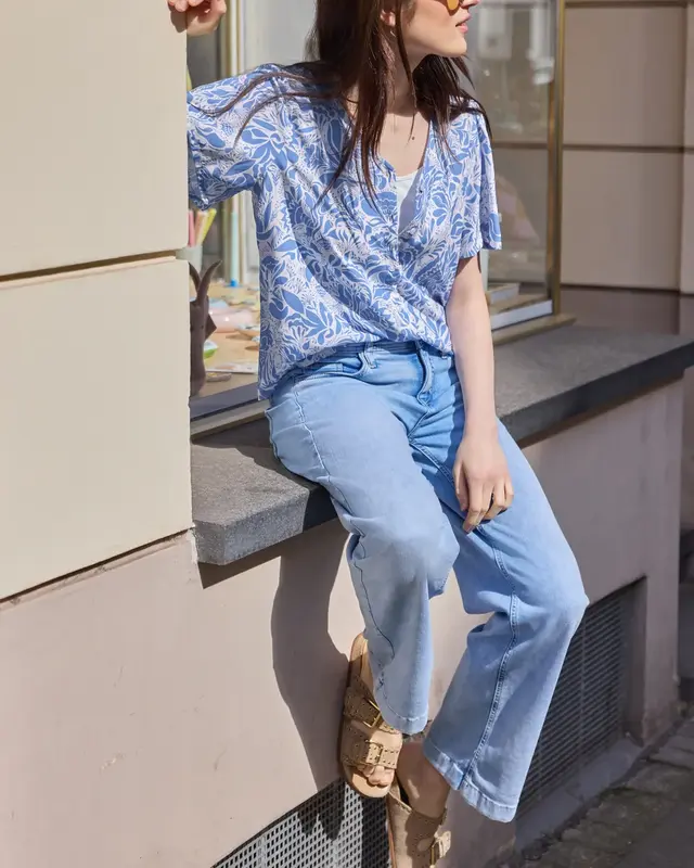 Street One Studio Blouse Floral Print - Eventide Blue