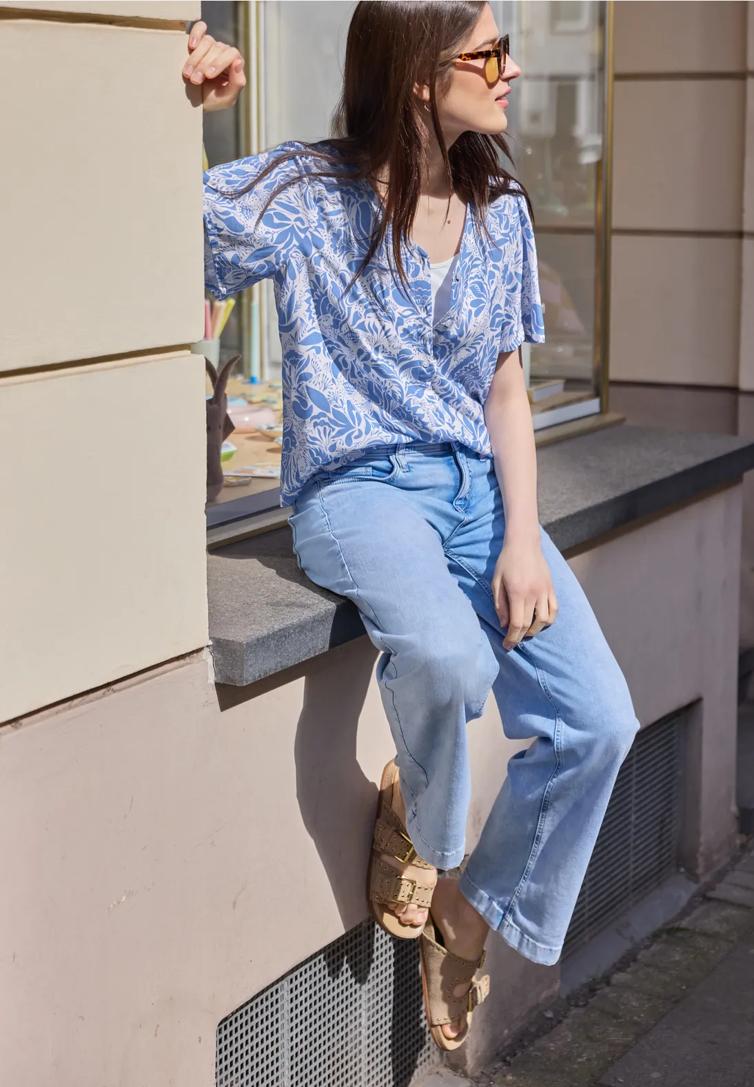 Street One Studio Bluse Blumenprint - Eventide Blue