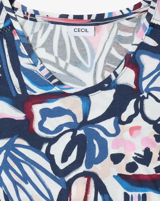 Cecil Print Shirt, Kanten Detail - Universal Blue