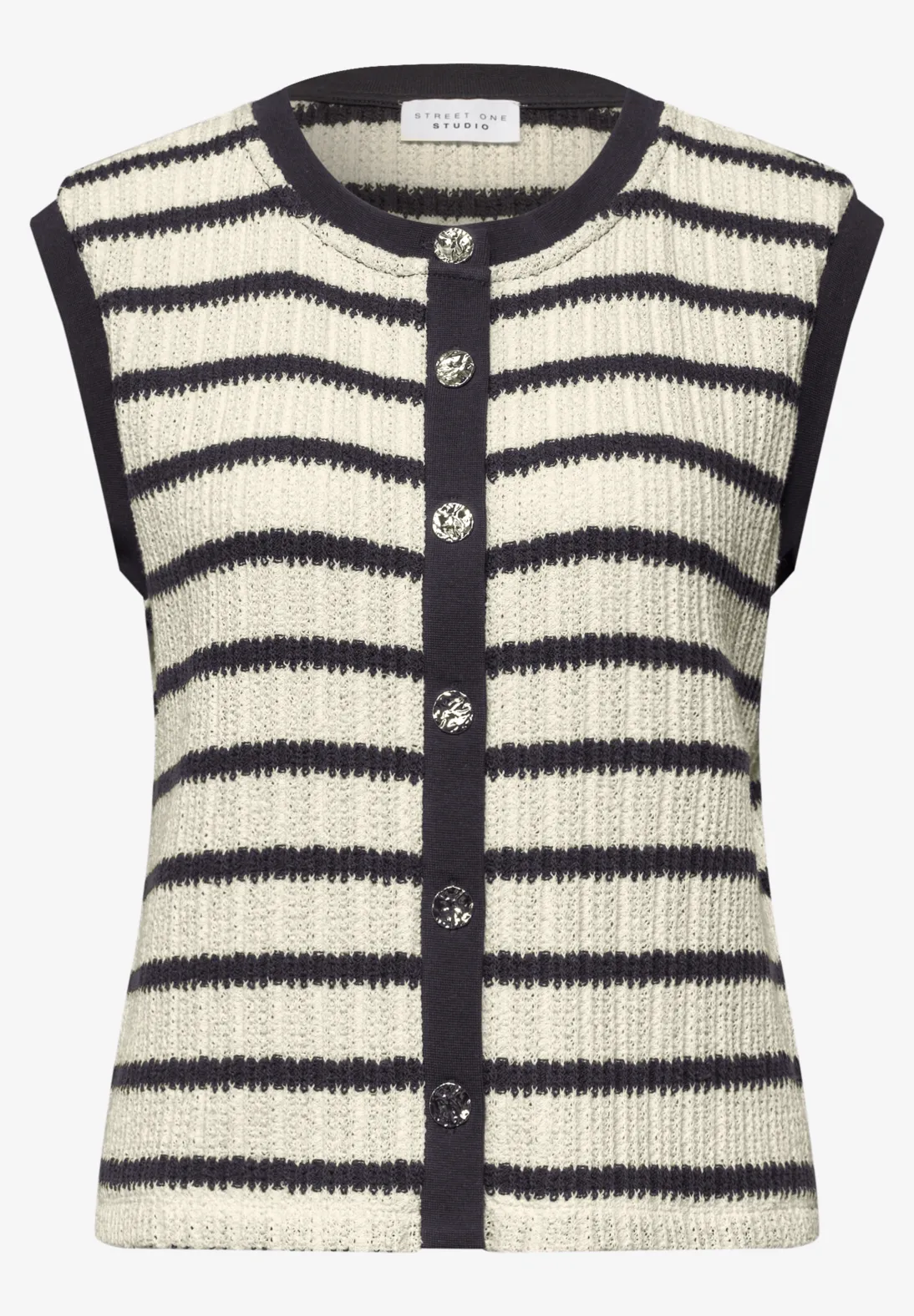Street One Studio Vest met Strepen - Off White
