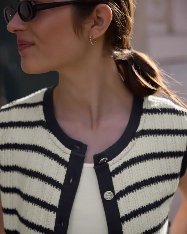 Street One Studio Vest met Strepen - Off White