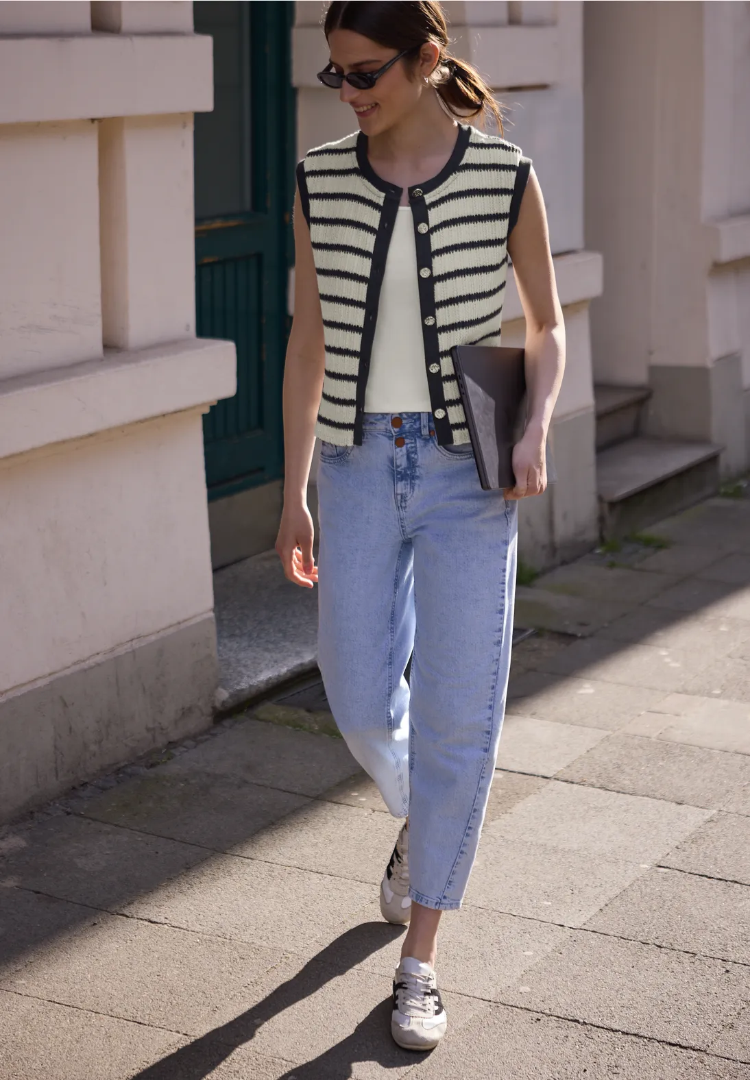 Street One Studio Weste mit Streifen - Off White