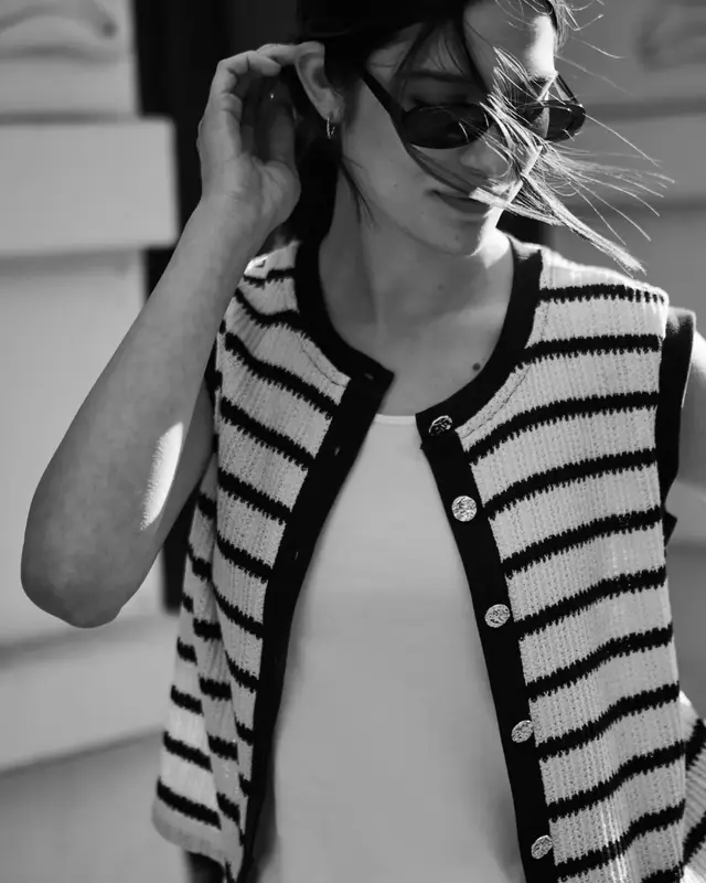 Street One Studio Weste mit Streifen - Off White