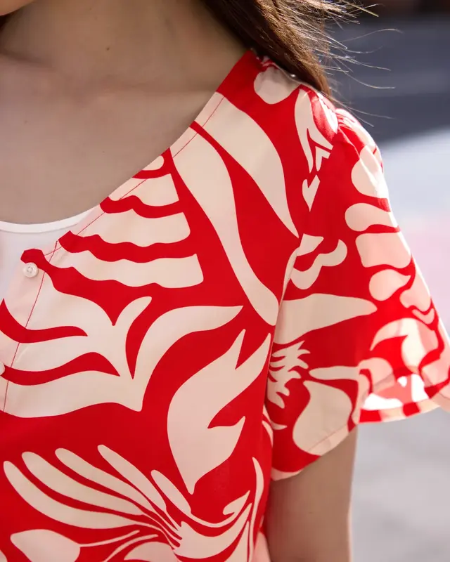 Street One Studio Blouse Bloemenprint - Chili Red